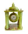 Подарок 1232 / Большая беседка из зелёного оникса четыре колонны - настольные каменные часы, 6 кг.