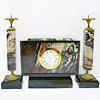 Подарок 2040 / Настольный комплект - часы из уральской рисунчатой яшмы и два яшмовых подсвечника.