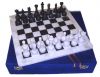 Подарок 2066 / Каменные шахматы 30 х 30 см. Черный оникс и белый мрамор