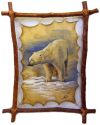 Подарок 3241 / Уникальная картина на натуральной коже Белый медведь.45 х 36 см