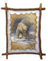 Подарок 3243 / Картина на коже Белый медведь - он самый крупный хищник.45 х 36 см